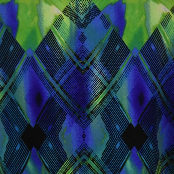 Maggy London size 6 Sleeveless Blue & Green Knee Length Lined Dress - Picture 3 of 10